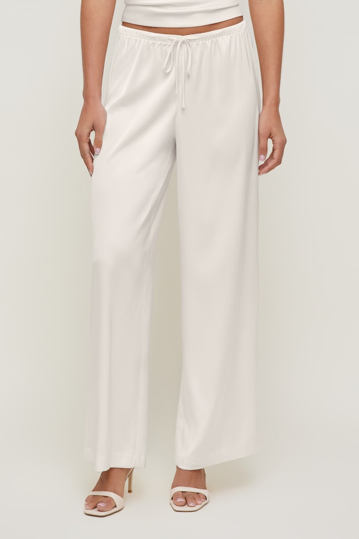 Leo Satin Wide Leg Pants Sea Salt Cream large