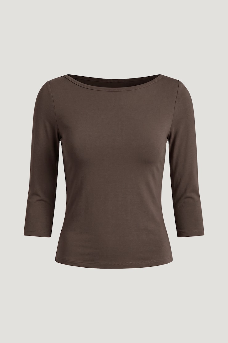 T-shirt en coton et spandex Maude Brun moka clair large