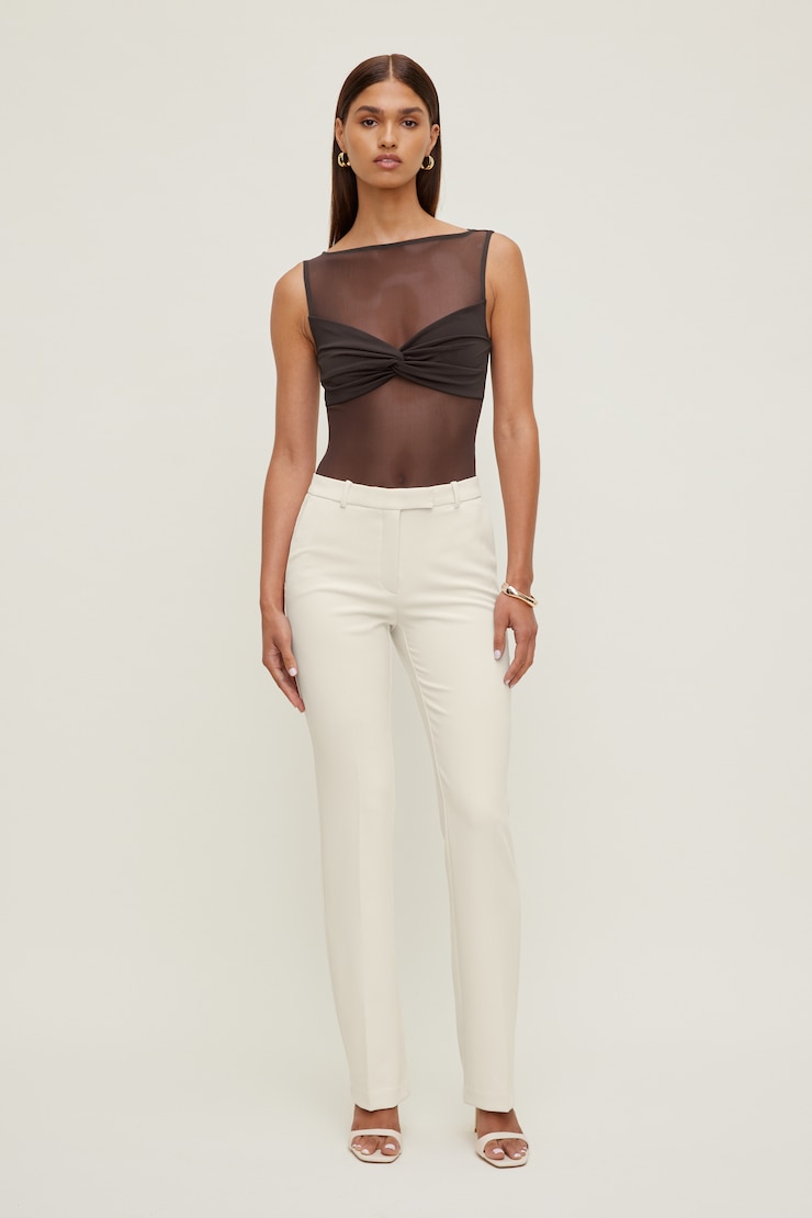 Kai Sheer Mesh Bodysuit Java Brown large