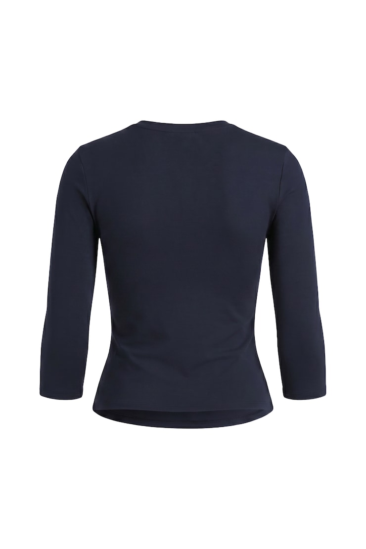 Sleek High V-Neck 3/4 Sleeve Top, Naughty Navy Blue, large