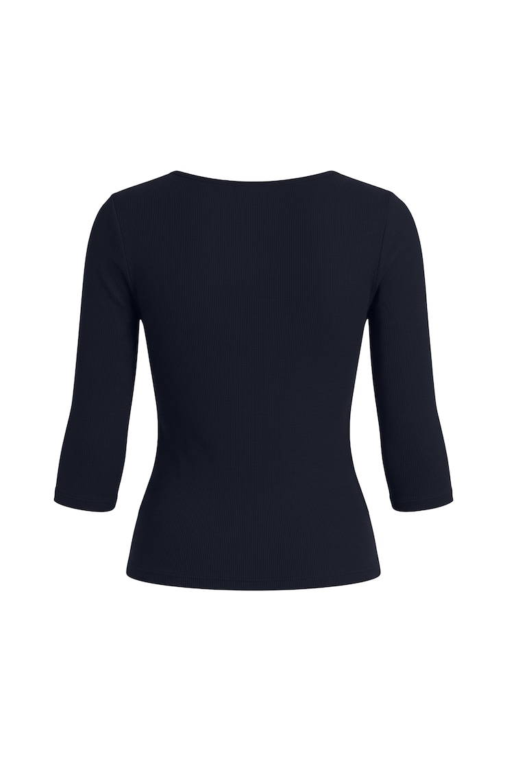 Plunge 3/4 Sleeve Top, Naughty Navy Blue, large
