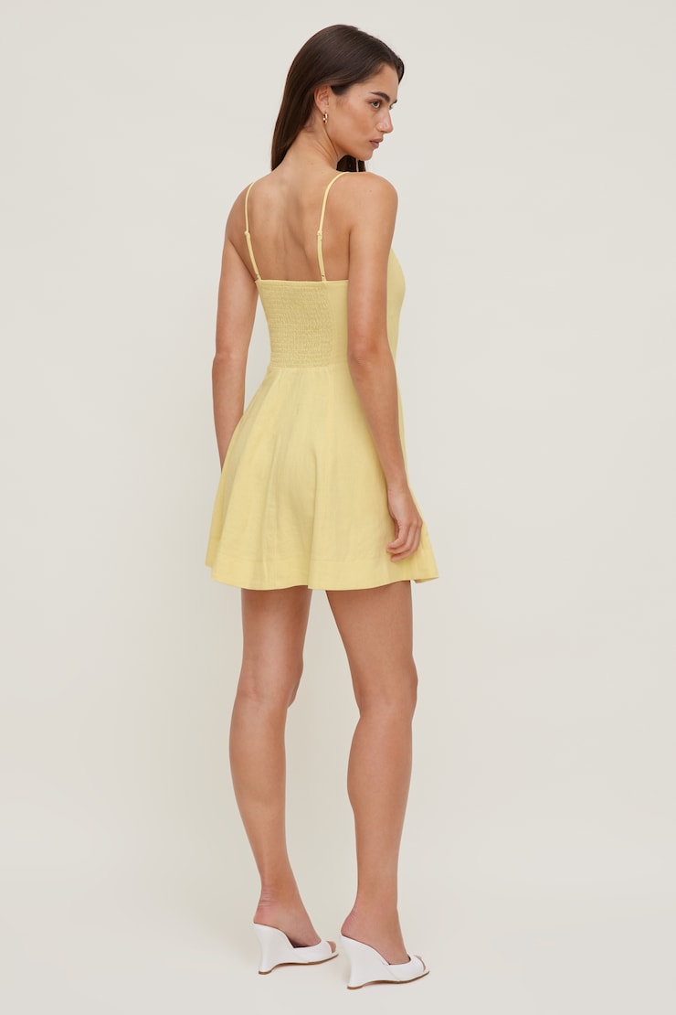 Ivory Linen Mini Dress Double Cream Yellow large