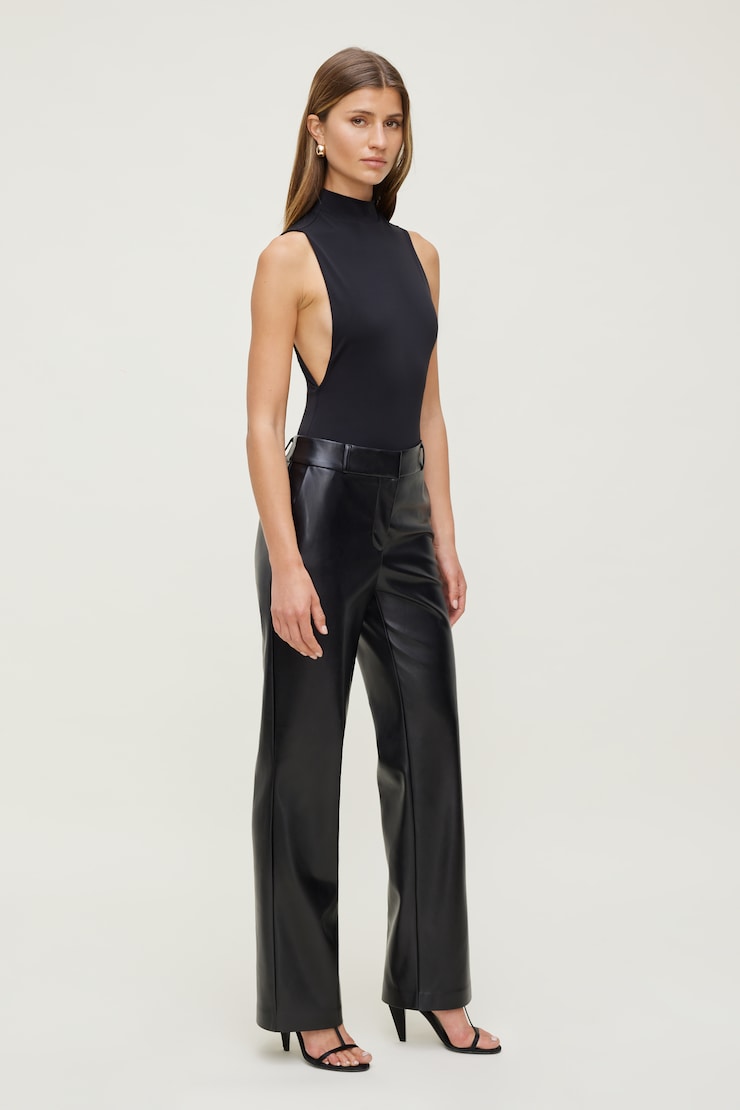 Camelia Straight Leg Faux Leather Pants Jet Black large