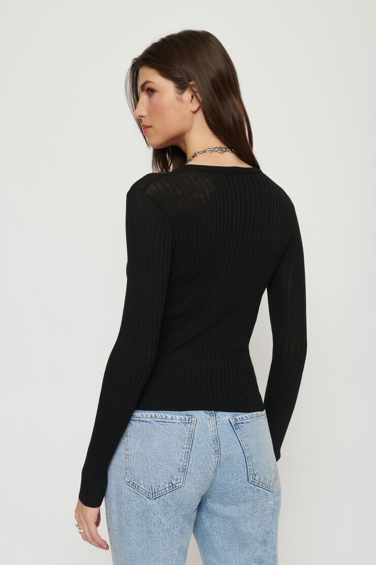 Long Sleeve Crew Neck Sweater Jet Black large