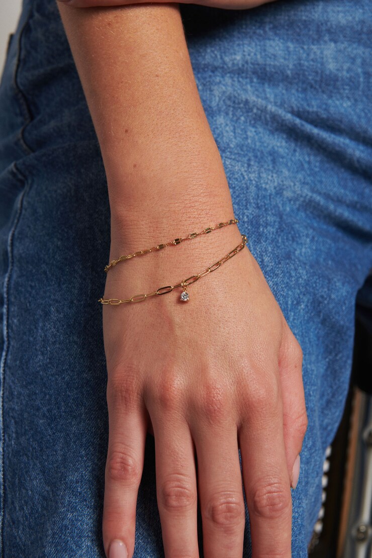 14K Gold Plated Double Wrap Thin Gem Bracelet Gold large