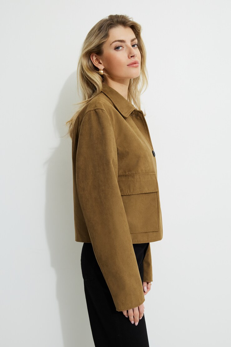 Cropped Faux Suede Jacket Otter Brown large