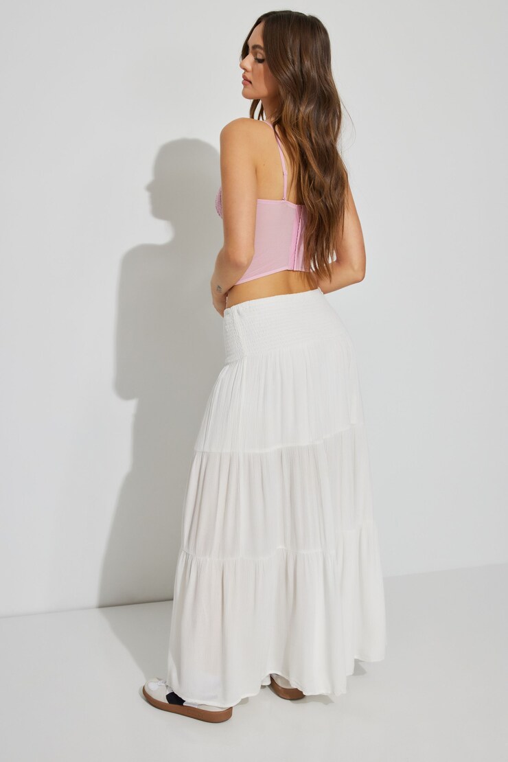Eliana Smocked Peasant Midi Skirt, Snow White, large