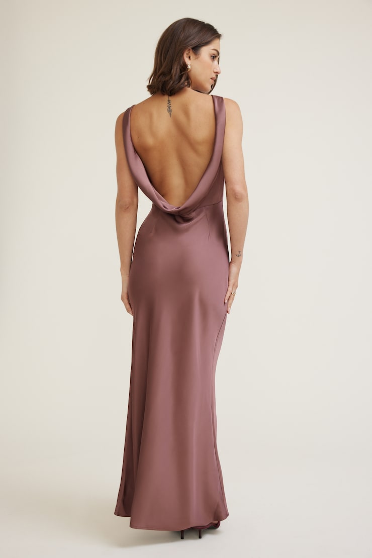 Nora Satin Maxi Slip Dress Rose Taupe large