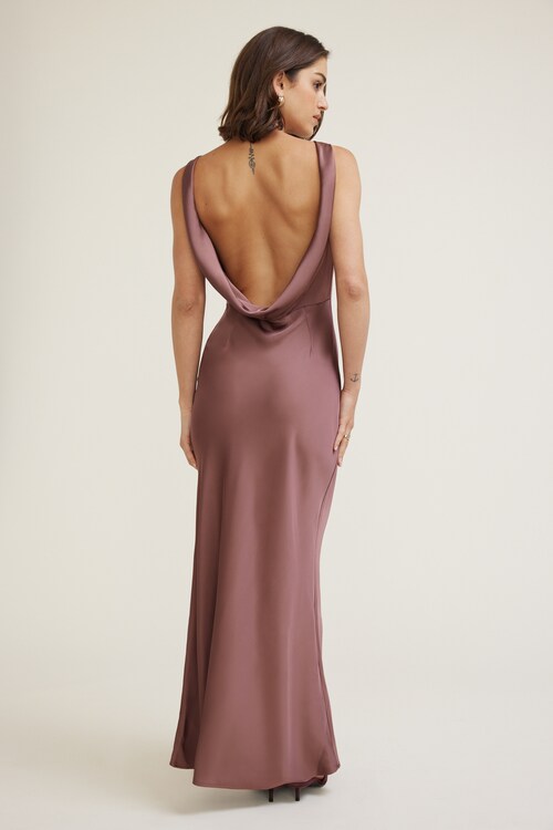 Nora Satin Maxi Slip Dress Pink