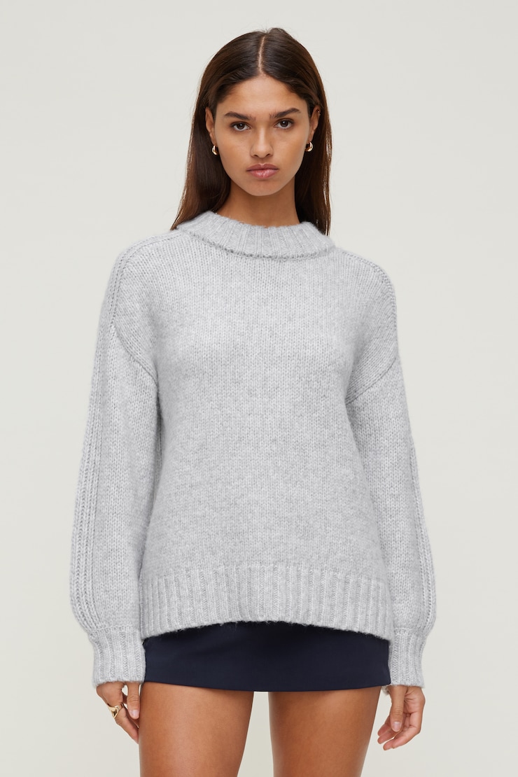 Mabel Chunky Crewneck Sweater Snowy Gray large
