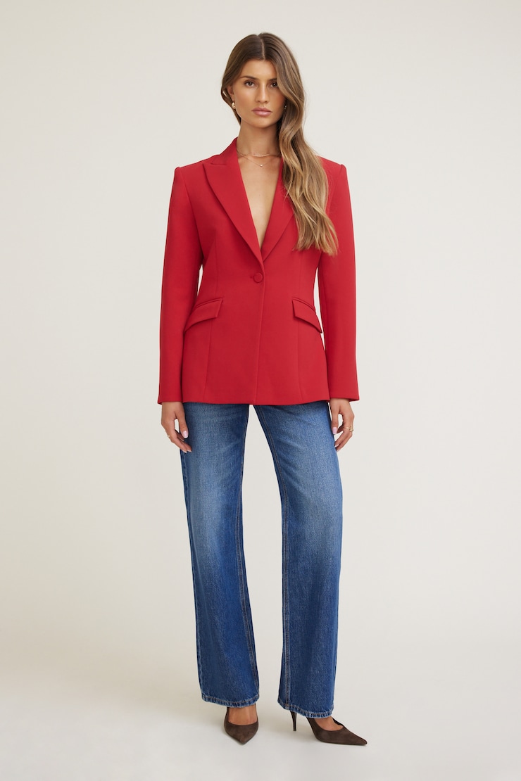Anna Cinched Blazer Chili Pepper Red large