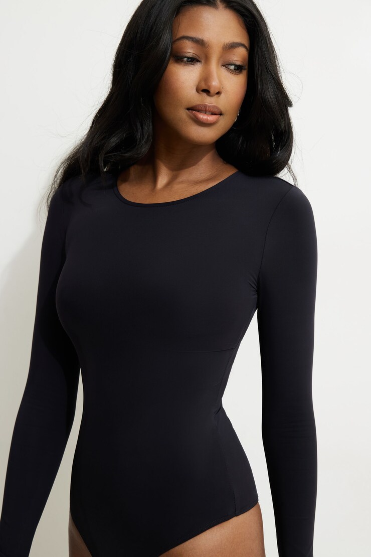 Kyla Sculpt Crewneck Bodysuit Jet Black large