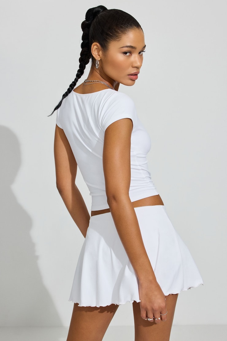 Plunge Seamed T Shirt, Bright White, large