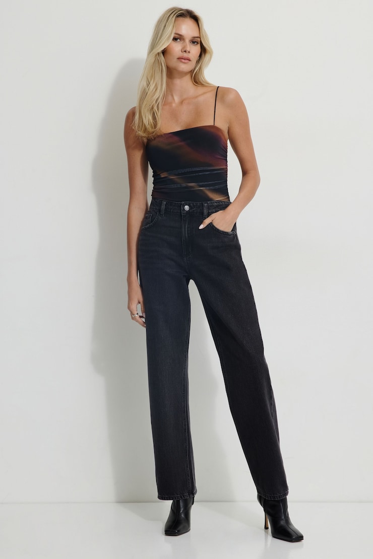 Shirred Mesh Bodysuit Dark Watercolour large