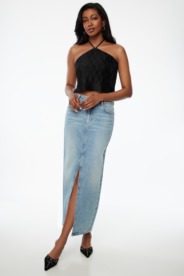 Open-Back Halter Top Black | Dynamite