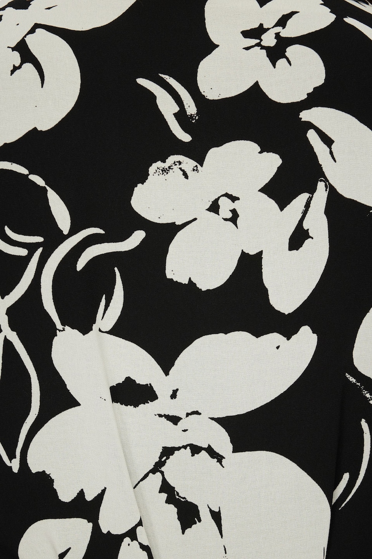 Leina Short Sleeve Shirt Dress With Tie Black & White Floral  large