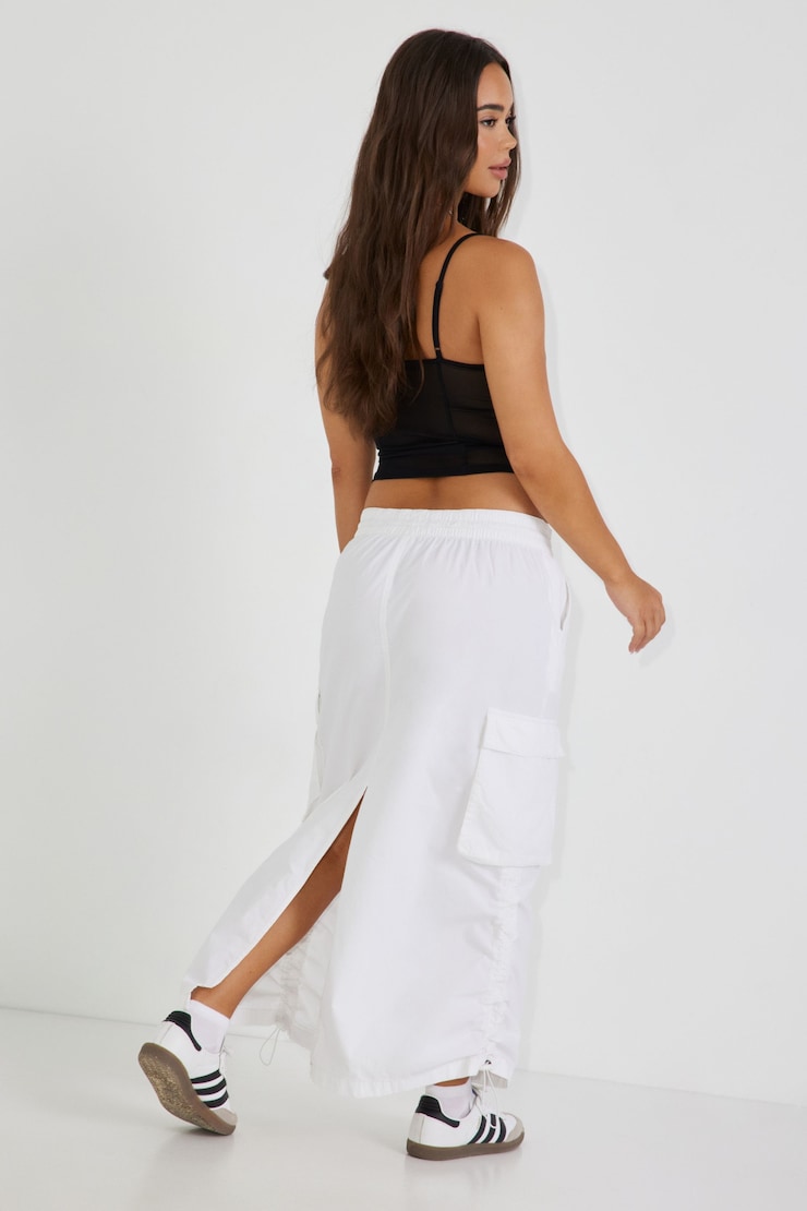 Poplin Parachute Skirt, Bright White, large