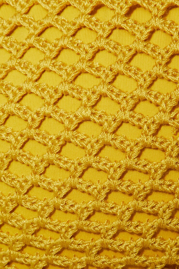 Haut de bikini triangle crocheté, Jaune curry au citron, large