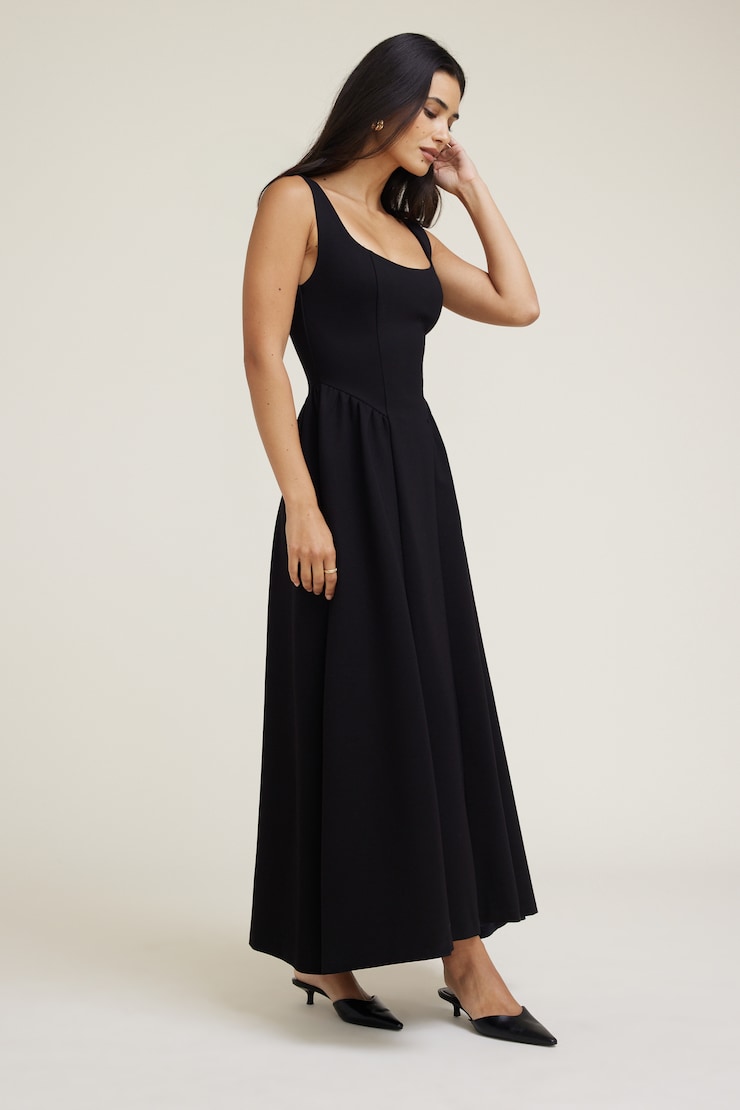 Irina Scoop Flared Ponte Maxi Dress