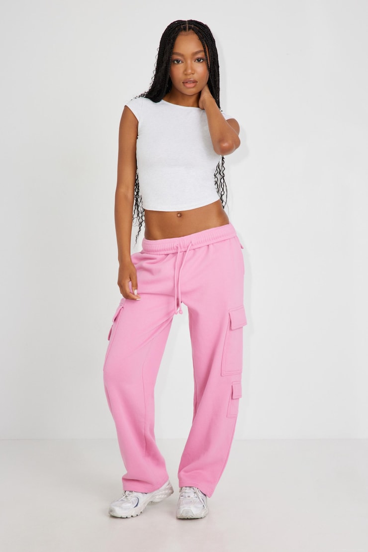 Pantalon de jogging cargo en molleton, Rose urbain, large