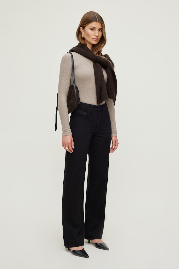 Heidi High Rise Wide Leg Jeans Dark Black large