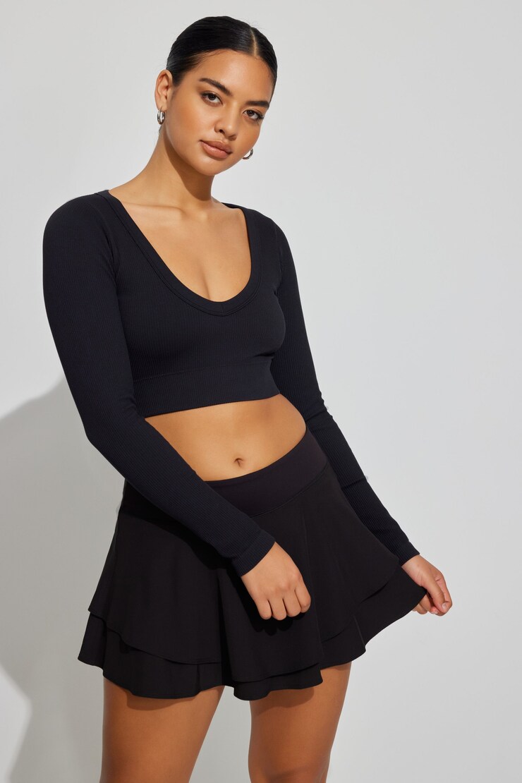 Brie Flare Active Skort, Jet Black, large