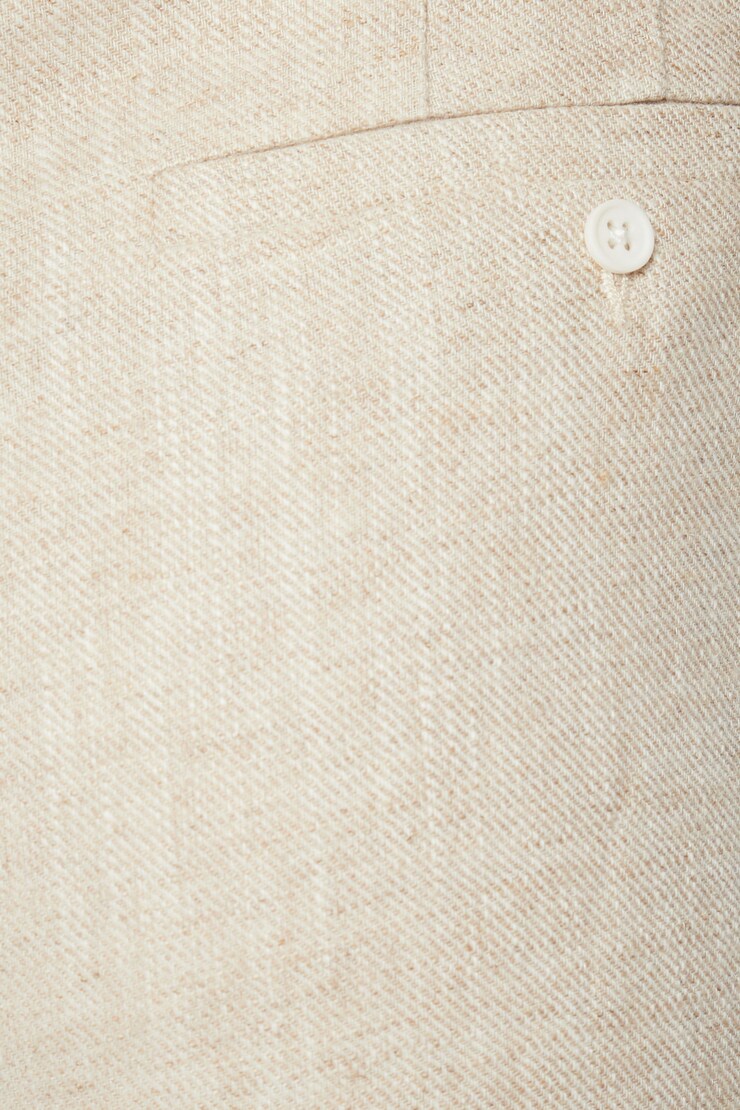 Pleated Straight Linen Pants Beige large