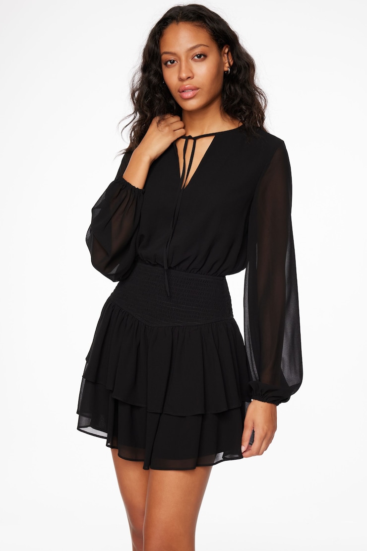Long Sleeve Tiered Mini Dress