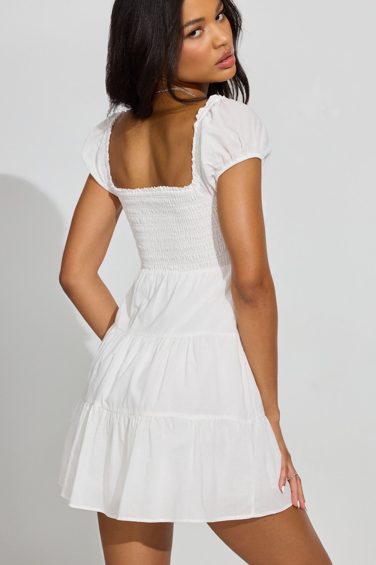 Alexis Smocked Flare Dress, Snow White, large