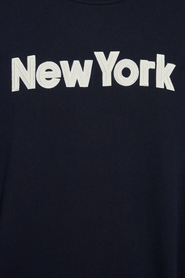 UltraFleece Crewneck Sweatshirt, Mariana Blue with "New York" Art, large