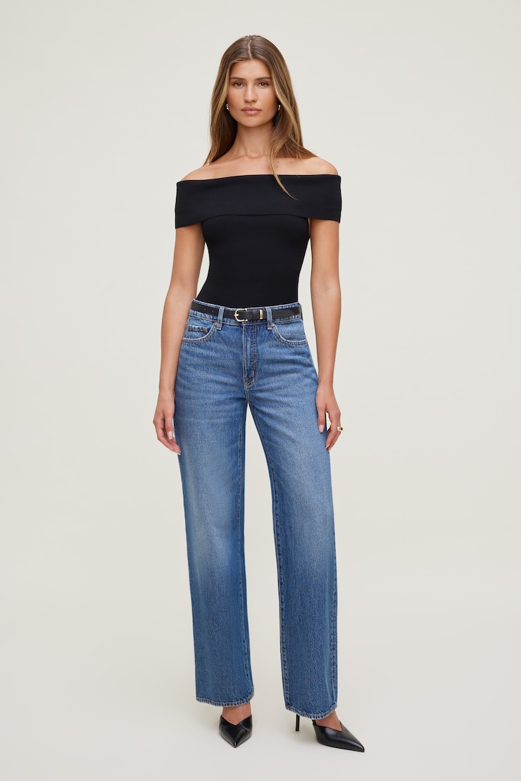 Foldover Off Shoulder Sweater Jet Black large