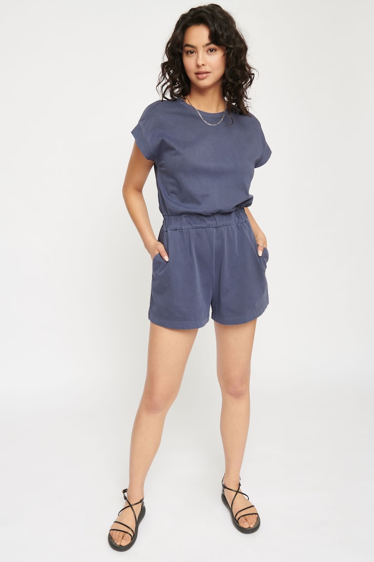 Wilshire Elastic Waist Romper Nightshadow Blue large