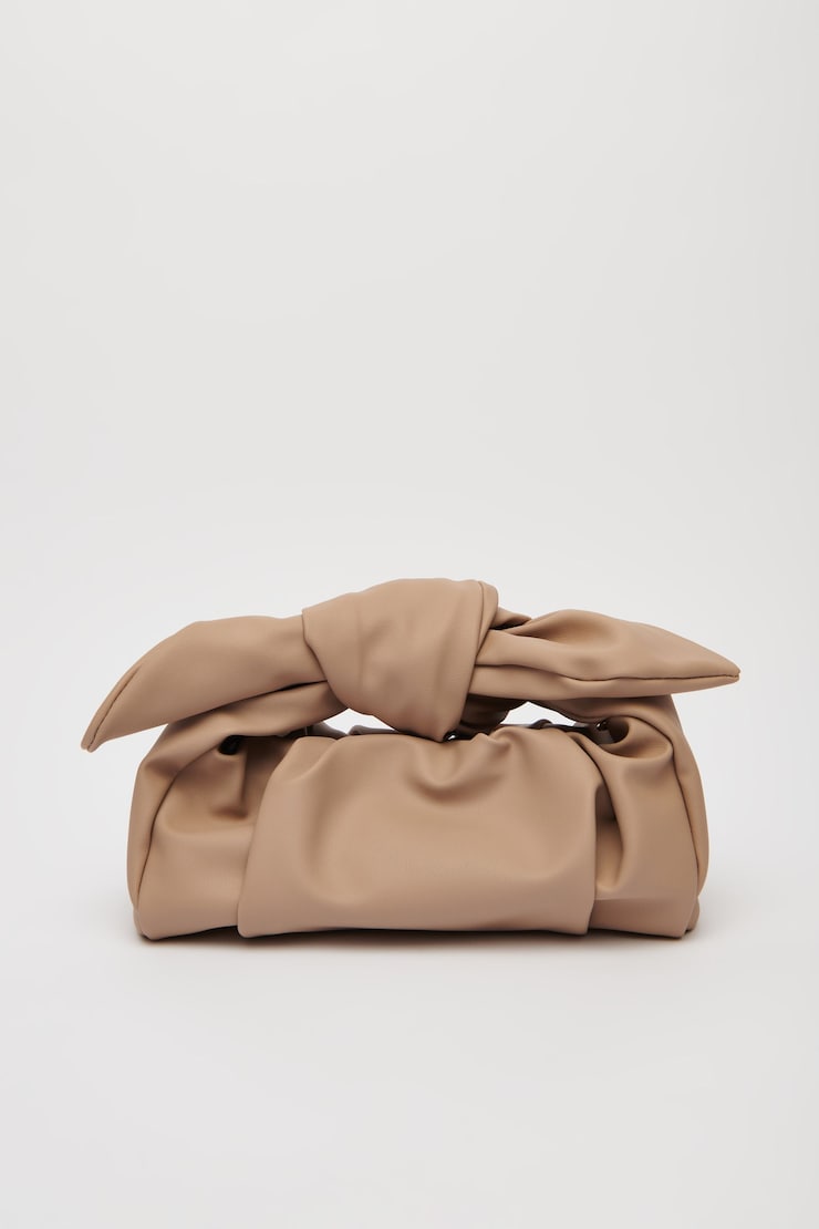Sac à main plié avec nœud Beige taupe  large