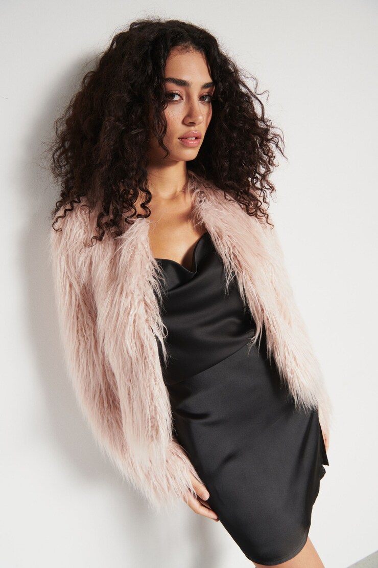 Shaggy Faux Fur Jacket Hushed Violet large