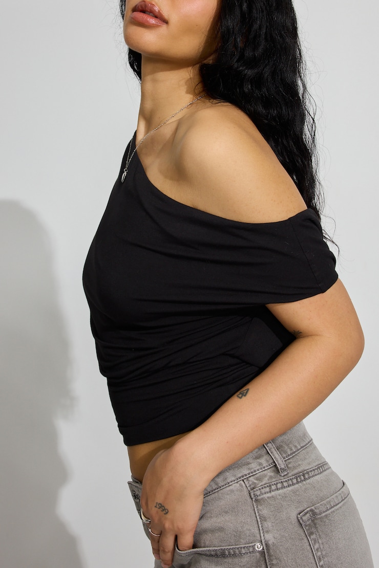 Off Shoulder Band Top, Jet Black, large