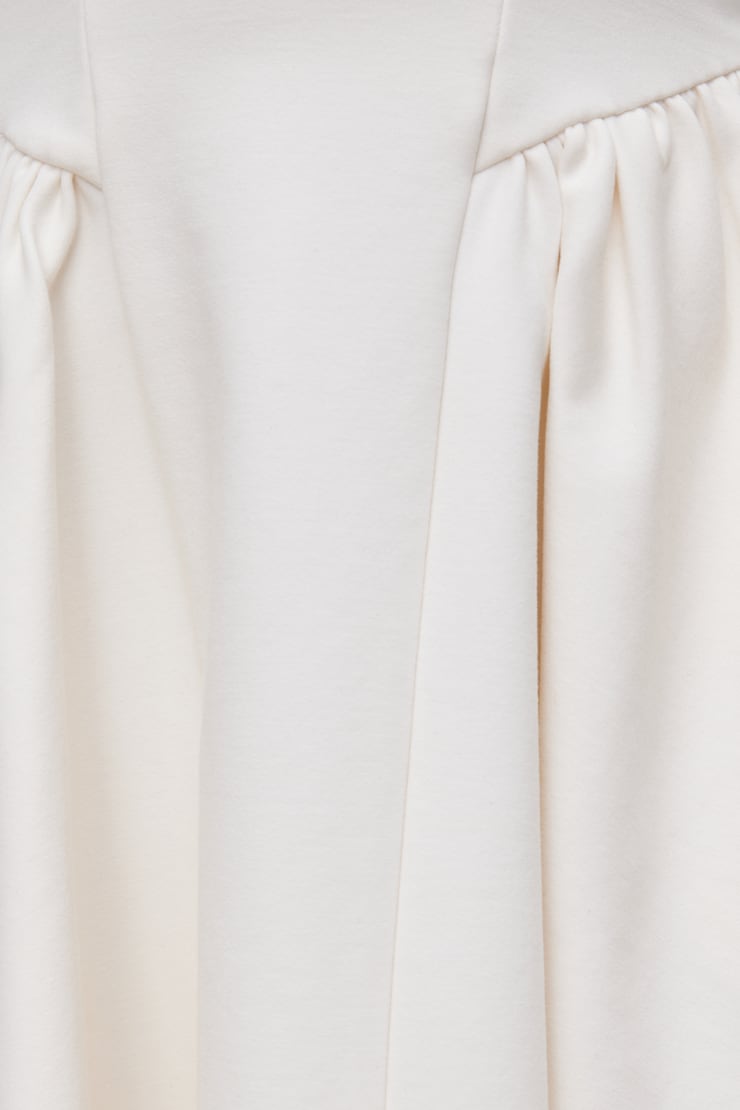 Plunging Flared Ponte Mini Dress Sea Salt Off White large