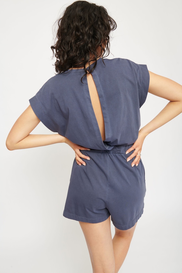 Wilshire Elastic Waist Romper Nightshadow Blue large