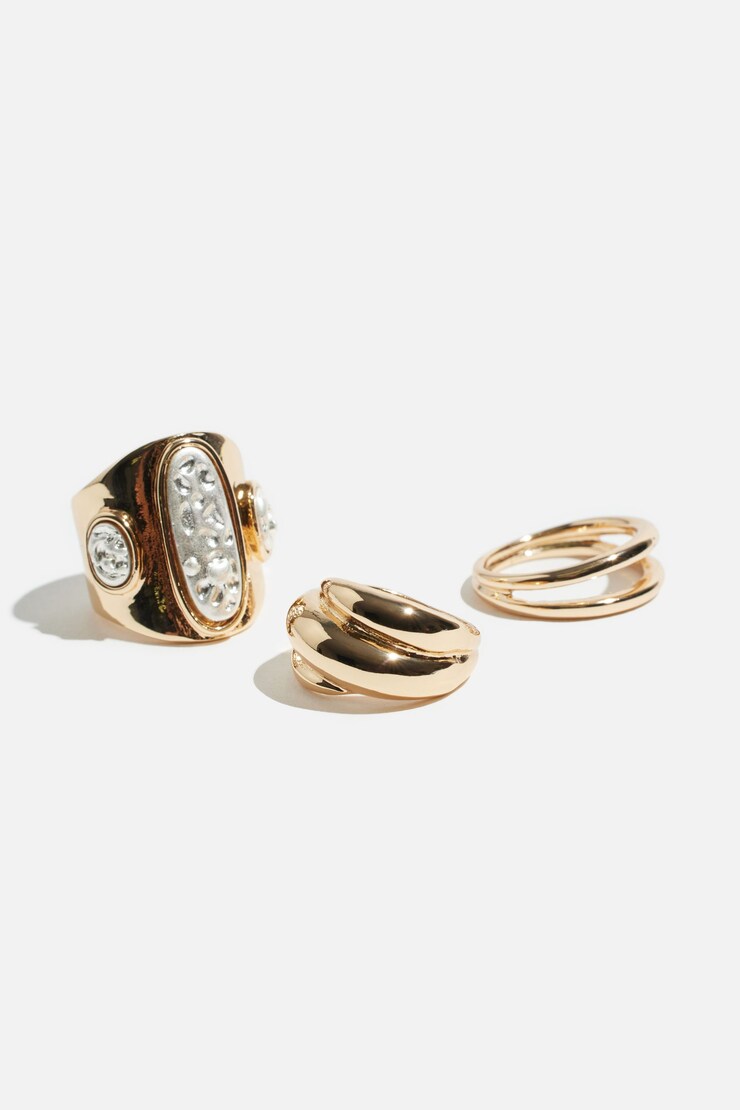3-Pack Pearl Cocktail Rings Off White/Gold large