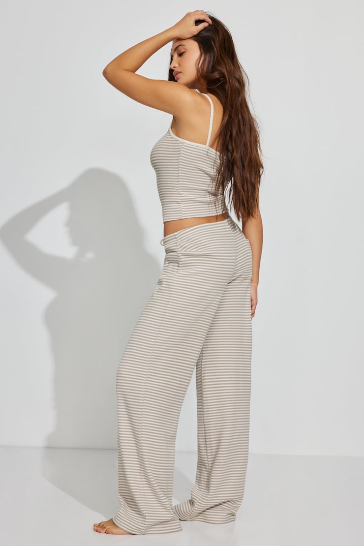 Waffle Pants, Sea Salt Off-White/Atmosphere Beige Stripes, large