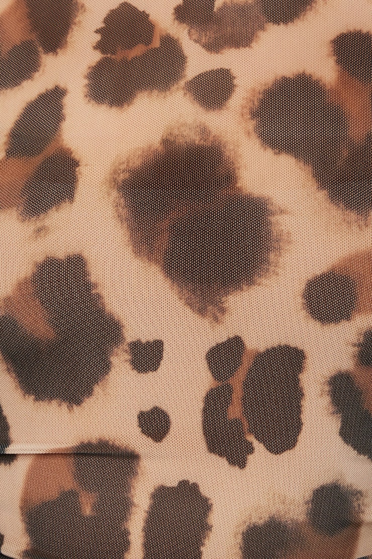Open Back Mesh Bodysuit Leopard Skin large