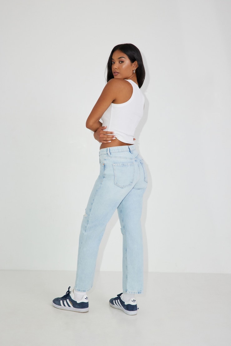 Vintage Straight Jeans, Light Indigo Blue, large