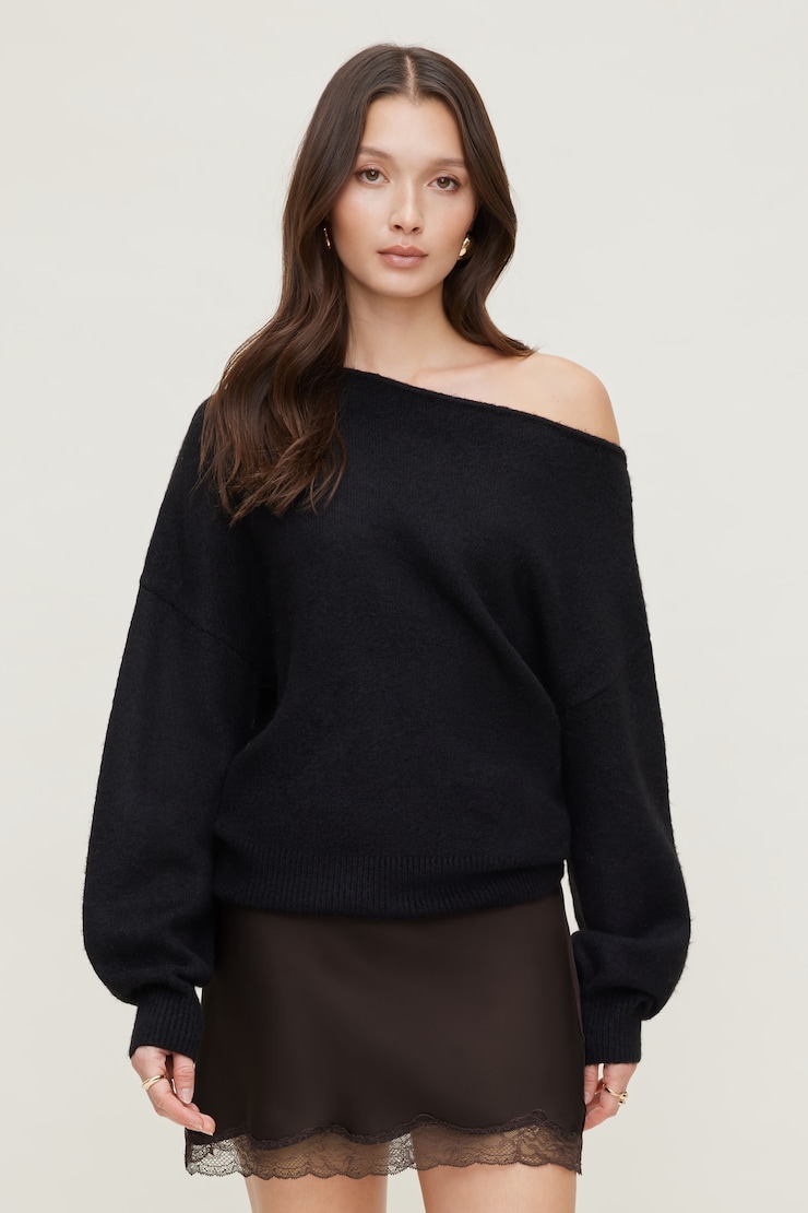 Lola Off Shoulder Sweater Jet Black large