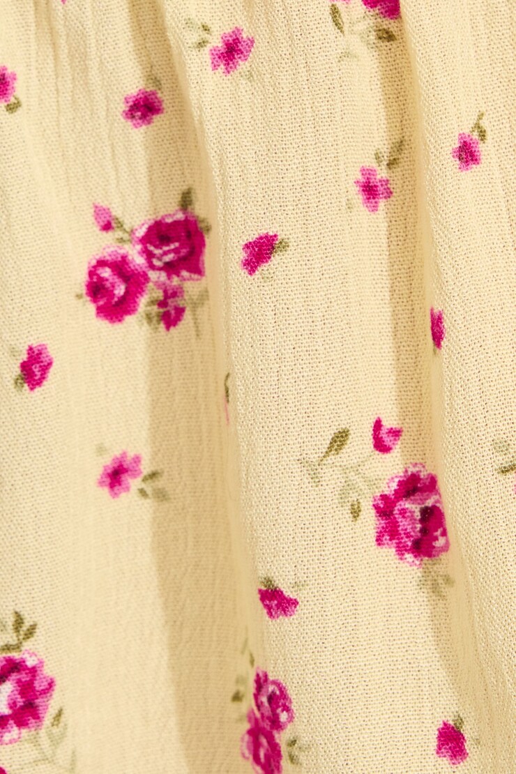 Madison Apron Back Halter Top, Yellow Pink Rose, large