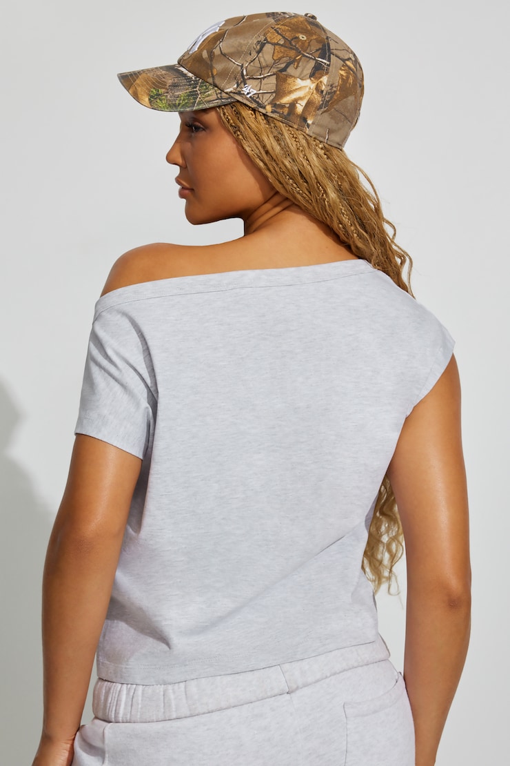 Wide Asymmetric T-Shirt, Spring Grey Mix, large