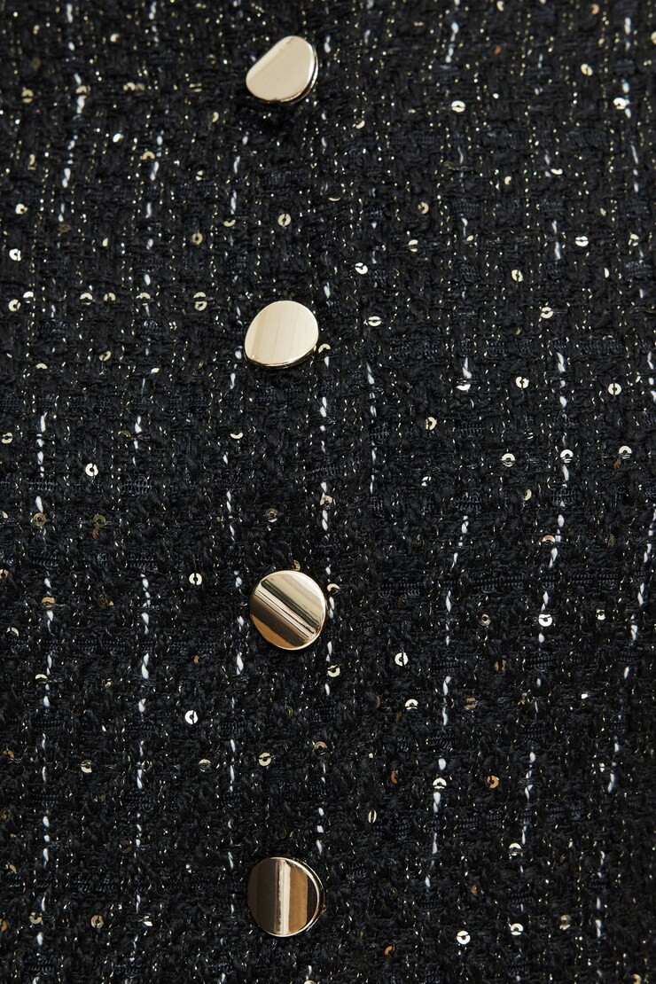 Margaux Metallic Tweed Cropped Blazer Metallic Black Tweed large