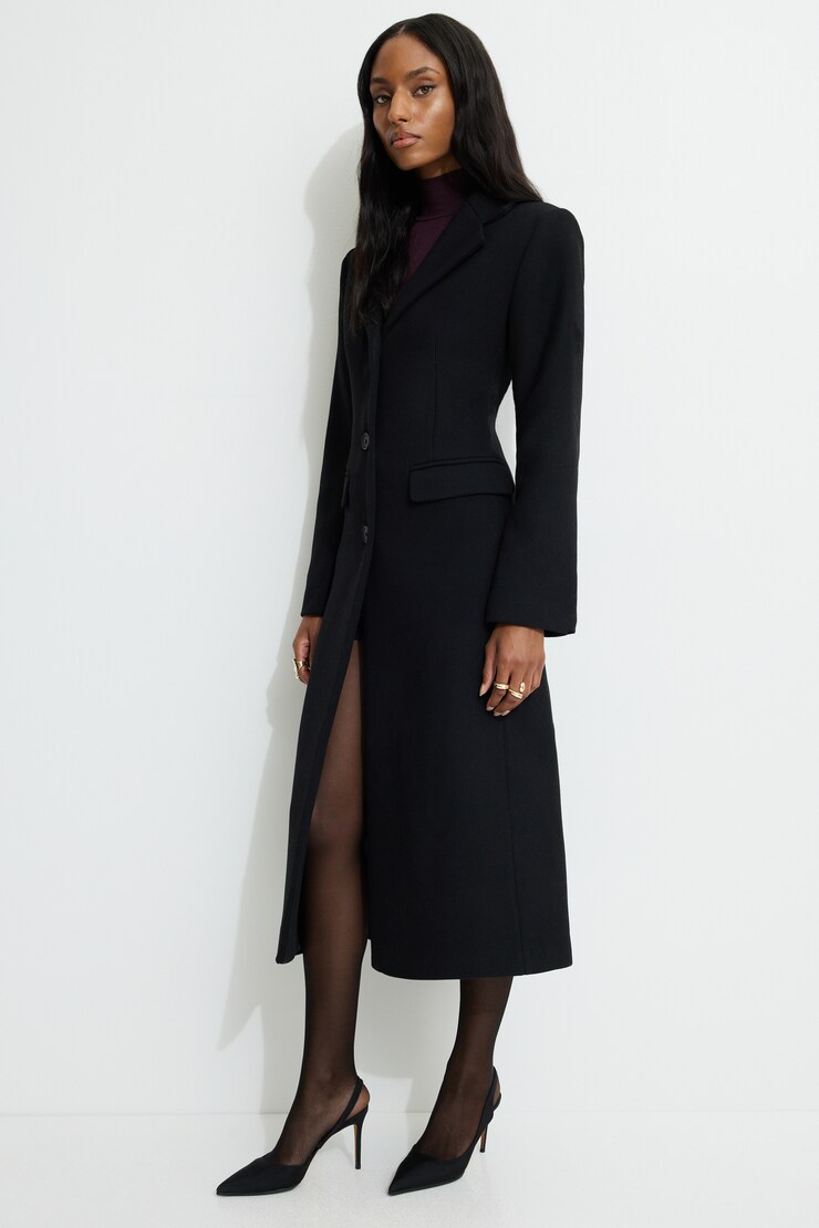 Tailored Single Breasted Coat Jet Black large