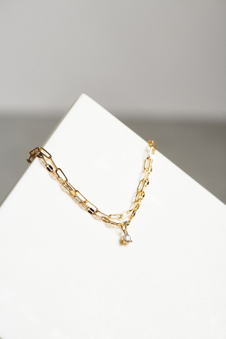 14K Gold Plated Double Wrap Thin Gem Bracelet Gold large