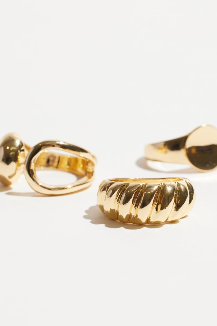 3-Pack Signet & Ridge Rings Gold large