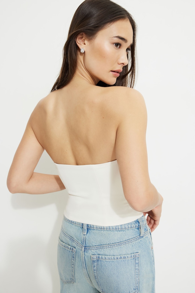 Embellished Corset Tube Top Sea Salt large