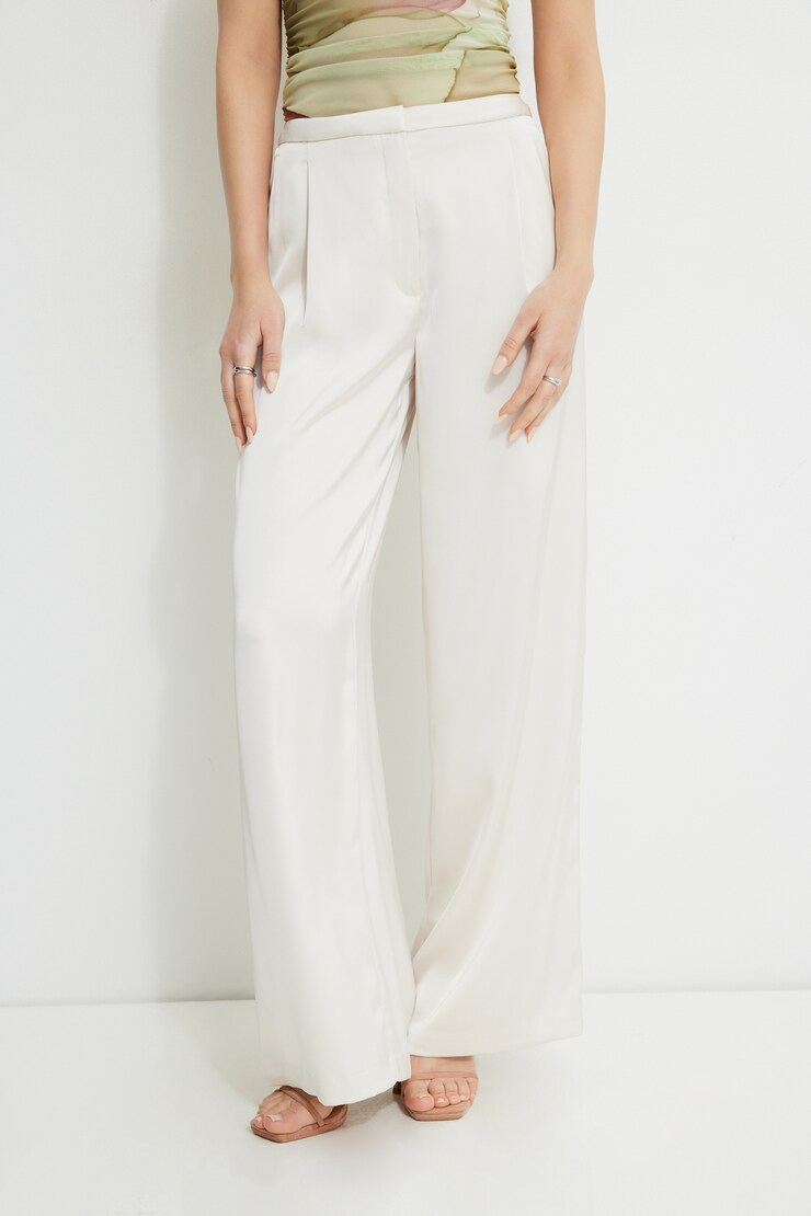 Wide Leg Satin Pants Polished Pearl Beige large